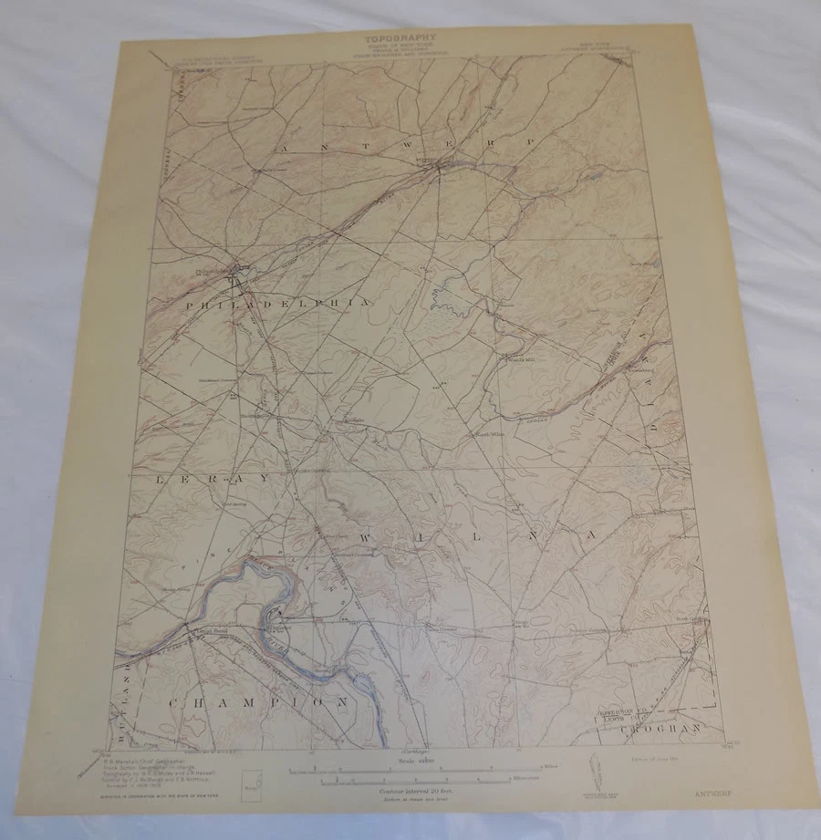 1911 Topographic Map of ANTWERP QUADRANGLE/JERRERSON/LEWIS COUNTY/NEW YORK - Image 1 of 1