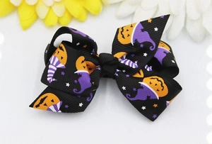 Barrette À Cheveux Halloween Noire Avec Un Motif De Citrouille #S013 - Photo 1/4
