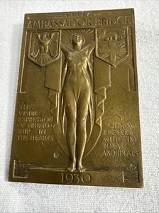 Botschafter Brücke Bronze Plakette Art Deco datiert 1930 Briefbeschwerer - Bild 1 von 10