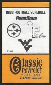 RARE 1988 Pittsburgh Steelers NFL & College Football Schedule Classic Chevrolet - Bild 1 von 2