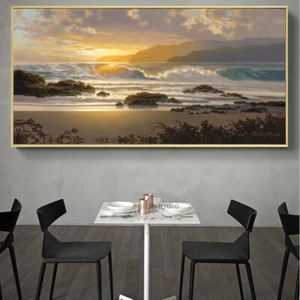 Carteles e impresiones abstractas de arte de pared de paisaje marino puesta de sol - Imagen 1 de 8