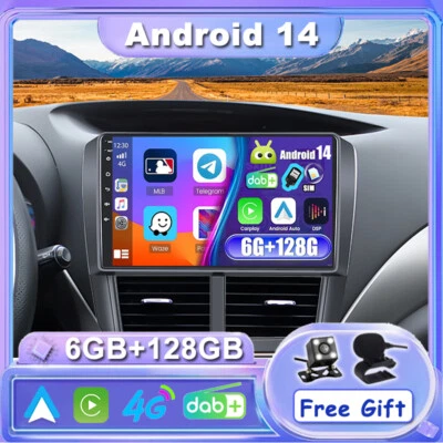 6G+128GB Per Subaru Forester 2007-2012 Android14 Autoradio CarPlay GPS Navi QLED - Immagine 1 di 4