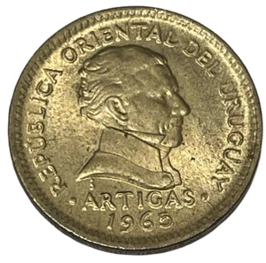 1965 Republica Oriental Uruguay 1 Peso World Type Coin KM# 46 Lot B5-618 Artigas - Picture 1 of 6