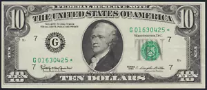 Fr.2016-G 1963 Chicago $10 Federal Reserve Star Note AU - Picture 1 of 2