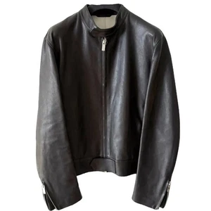 BERLUTI 8K$ schmale Kalbsleder Leder Biker Jacke Reißverschluss Riemen Schnallendetail schwarz S-M - Bild 1 von 9