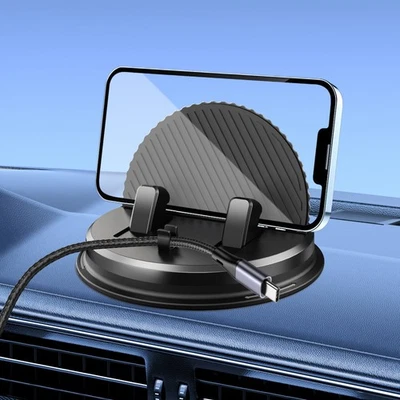 Soporte de teléfono giratorio 360° para tablero de instrumentos de automóvil montaje antideslizante para iPhone Samsung GPS Foto 1 de 4