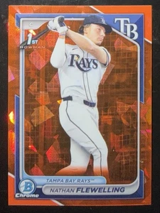 2024 Bowman Draft Sapphire Nathan Flewelling 1st Orange Refractor /25 - Picture 1 of 2