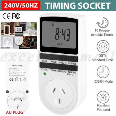 240V Digital Timer Switch Automation Socket Electric Programmable Power NEW Plug - image 1 of 4