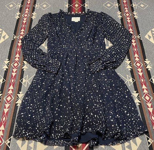 Abito donna Kate Spade cielo notturno lurex metallizzato stampa stelle e punti 0 2 T34