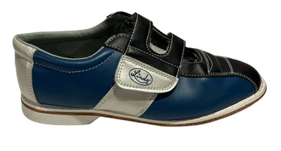 Tênis de boliche Linds Monarch couro adulto 42 azul prata gancho fecho laço - Imagem 1 de 4