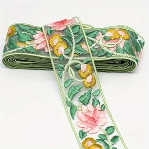 10Yards DIY Lace Embroidered Flower Trim Ribbon Organza Floral Trim Sewing Craft - Picture 1 of 13