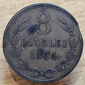 1864 Guernsey 8 Doubles - Picture 1 of 2