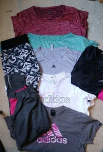 Ladies Size 16/18 Bundle Of Gym Clothes 6 Tee Shirts 2 Leggings Adidas Karrimor - Picture 1 of 10