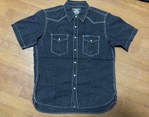 Iron Heart Stripe Short Sleeve Shirt XL Black kk - Picture 1 of 11