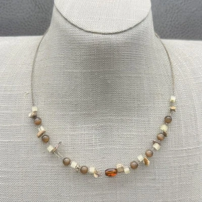 Lia Sophia Necklace Beaded Mixed Stones Adjustable Gold Tone Clasp Boho 14" - Image 1 of 4