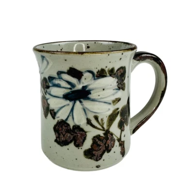 Taza de café vintage de cerámica pintada a mano floral 1960/70 taza de gres Foto 1 de 4