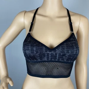 Victoria's Secret PINK Sport BH XS schwarz grau Netz unten gepolstert ohne Bügel - Bild 1 von 5
