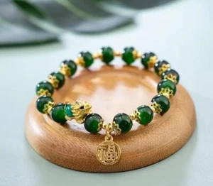 4pcs Green Beaded Bracelet, Lucky Charm New Year - Picture 1 of 2