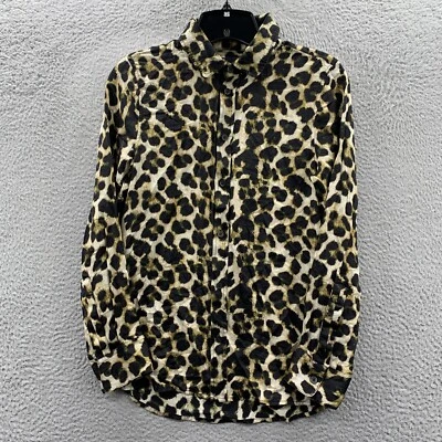 Camisa 7 FOR ALL HUMANITY Mujer Pequeña Blusa Abotonada Top Guepardo Mezcla Seda Foto 1 de 4