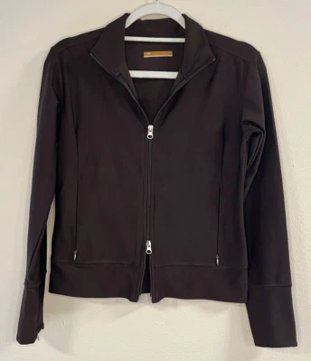 Lucy Activewear Women’s SMALL Full Zip (2-way) Jacket Brown Mock Collar Pockets - Image 1 of 4