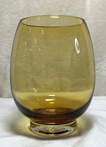 Vintage Hand Blown Amber Glass Pillar Candle Holder or Vase 7”H Opening 4”D Y2K - Picture 1 of 2
