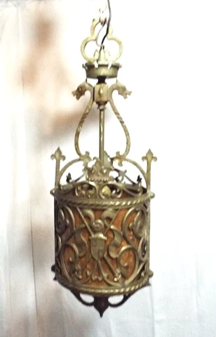 Antique Medieval Castle Dragon Knights of Armor Brass Pendant  Chandelier  Lamp Cover