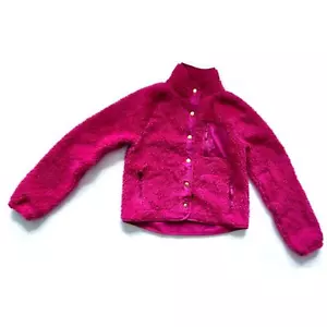 J.Crew Crewcuts Girls' Sherpa Fleece Magenta Snap Jacket Size XL Jersey Lined - Picture 1 of 6