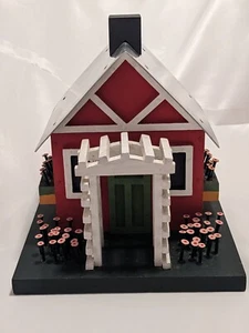 Crate & Barrel Red Cottage Birdhouse 473-413 Farmhouse English Garden - Picture 1 of 14
