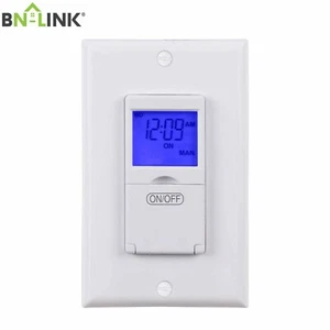 Interruptor temporizador digital programable en pared BN-LINK luz de fondo azul 7 días, 15A, 125V - Imagen 1 de 7