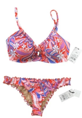 Shade & Shore Bikini Set Orange Paisley Floral - Top Sz 34C  & Bottoms Sz Small - Image 1 of 4