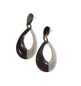 Pendientes de tachuelas medio mate para mujeres joyería boho regalos hechos a mano cuerno de búfalo - Imagen 1 de 2