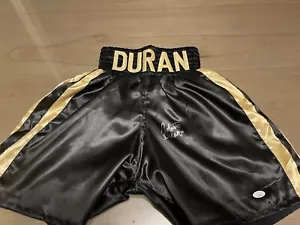 Roberto Duran SIGNED Autographed Custom Black BOXING TRUNKS JSA CERTIFIED - Picture 1 of 2