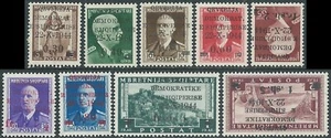 1945 ALBANIA SOPRASTAMPATI 9 VALORI DI CUI: 2 VALORI MH * E 7 VALORI MNH ** RB37 - Picture 1 of 1