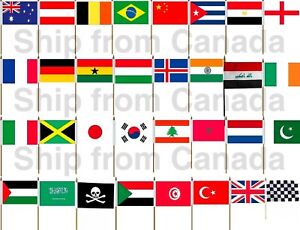 Small Country Handheld Stick Table Desk Flags 4"X6" - 10X15cm - 10" Plastic Pole