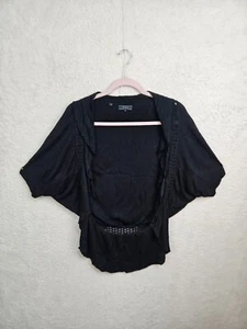 Guess Women Sweater Large Black 100% Viscose Open Front Casual Cardigan Fit - Picture 1 of 17