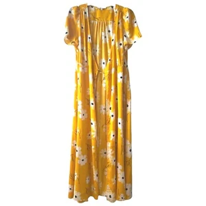 Madewell Yellow Floral Wrap Midi Dress - Picture 1 of 8