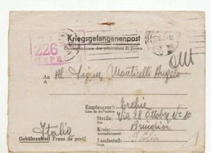 4581 ITALIAN PRISONER STALAG with text TO ERCHIE BRINDISI - Picture 1 of 1
