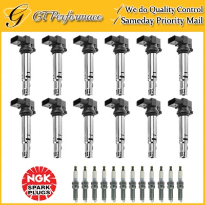 Bobina de ignição de qualidade e vela de ignição NGK 12 peças para 2012-2016 Audi A8 Quattro 6.3L - Imagem 1 de 4