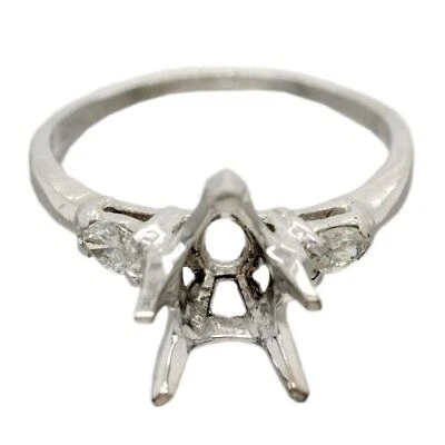 Vintage 1.75ct Pear Cut Engagement Ring Mounting - Platinum w/ 0.35ctw Diamonds - Image 1 of 4