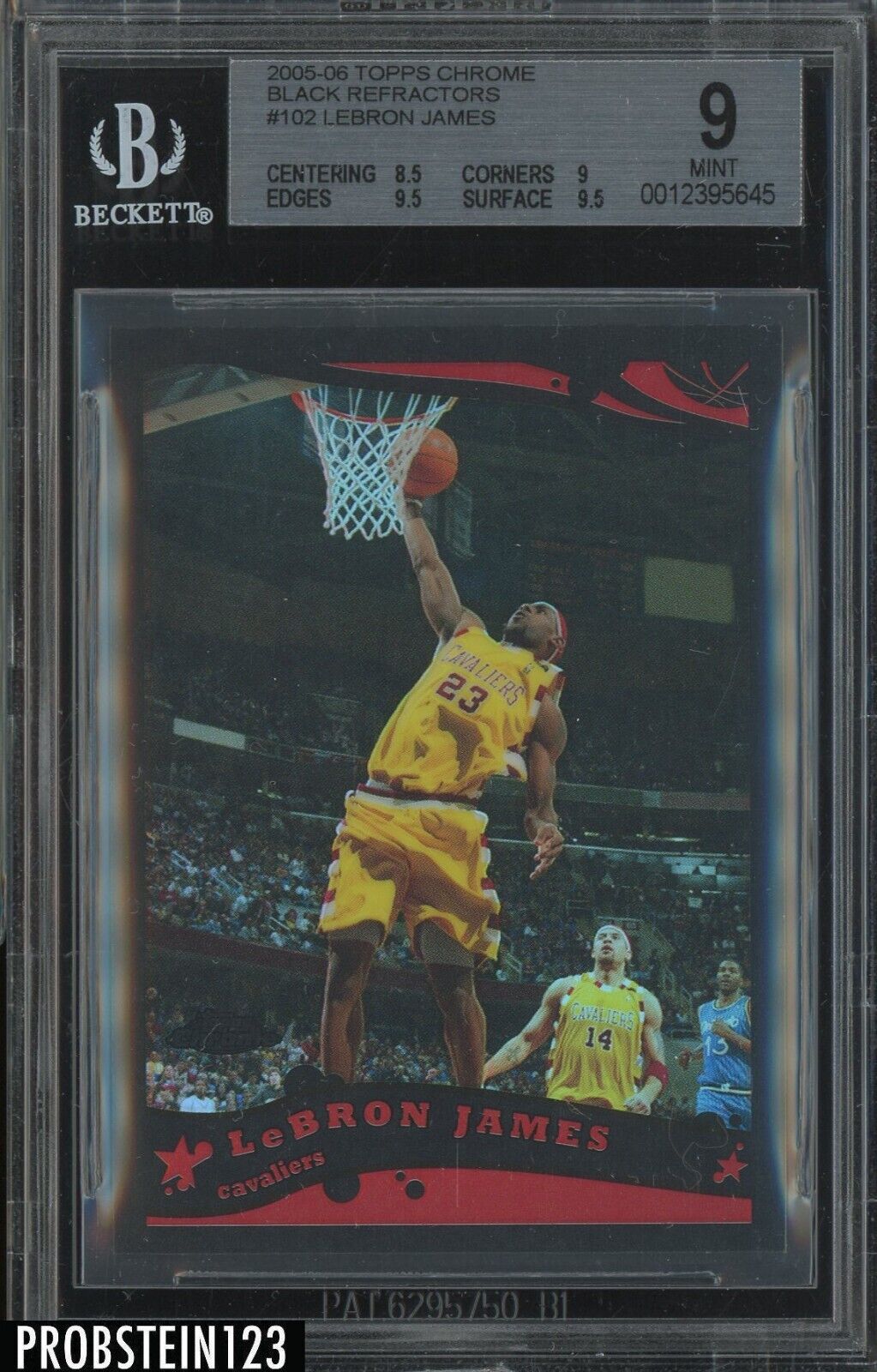 2005-06 Topps Chrome Black Refractor #102 LeBron James 391/399 BGS 9 w/ 9.5