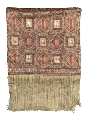 Bufanda vintage Seta Lane Italia 49x10 diseño geométrico tono tierra Foto 1 de 4