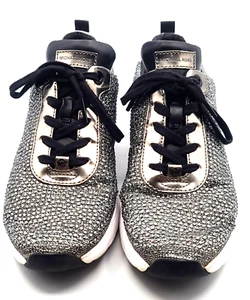 Michael Kors Jada Trainer Glitter in Sterling Embellished Size 7.5M - Picture 1 of 8