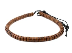 Brown Cylindrical Grainy Wood Beads 12mm Disk Large Hole 18 Inch Strand - Picture 1 of 3