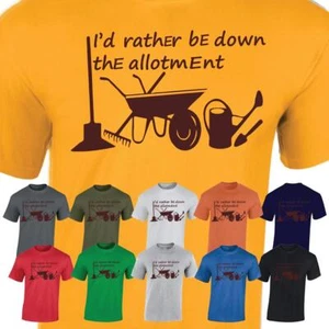 I'd Rather Be Down The Allotment Men T Shirt Printed Top Watering Digging Garden - Picture 1 of 15