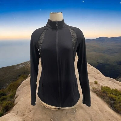 Kyodan Women's Black M Jacket Mesh Lace Accents & Full Zip Closure Golf Yoga - Image 1 of 4