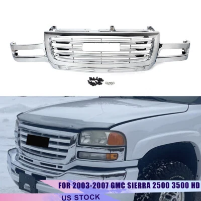 Front Grille 2003-07 For GMC Sierra 2500/3500 HD Chrome Shell w/Chrome Insert - Image 1 of 4