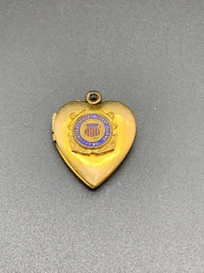 WWII SWEETHEART 1/20 10K GOLD FILLED COAST GUARD HEART LOCKET (L473) - Picture 1 of 5