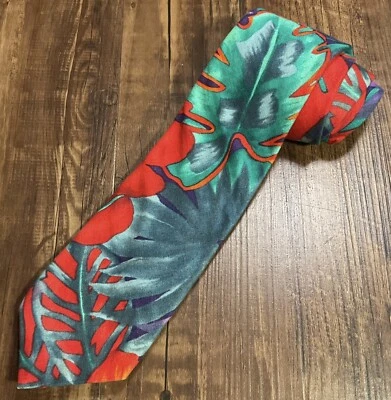 Corbata Hawaiana Hilo Hattie Para Hombre Roja Tropical Colorida Algodón Hecha en Hawai Foto 1 de 4