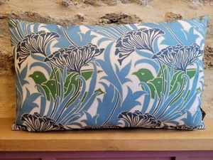 William Morris Laceflower Fabric Garden Green & Lagoon + Velvet Cushion Cover OB - Picture 1 of 20