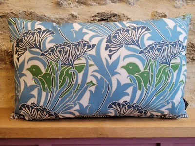 William Morris Laceflower Fabric Garden Green & Lagoon + Velvet Cushion Cover OB - Image 1 of 4